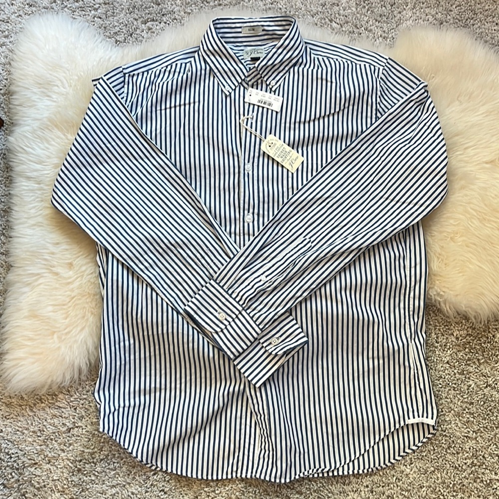 J Crew Slim Secret Wash Cotton Poplin Shirt